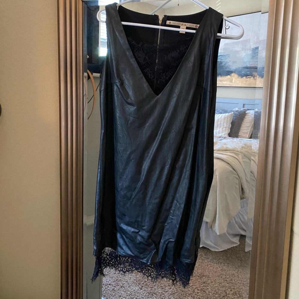 Black Faux Leather Chelsea & Violet Dress XS